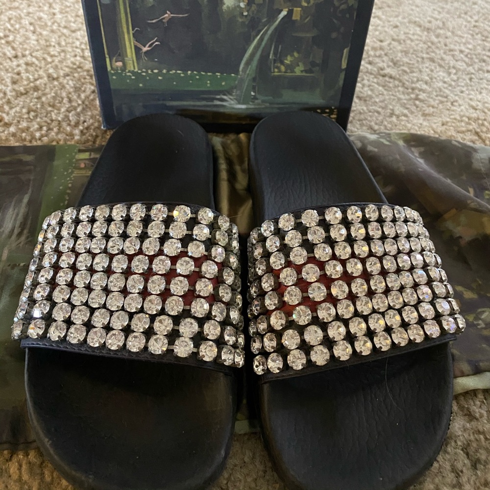Gucci crystal slides